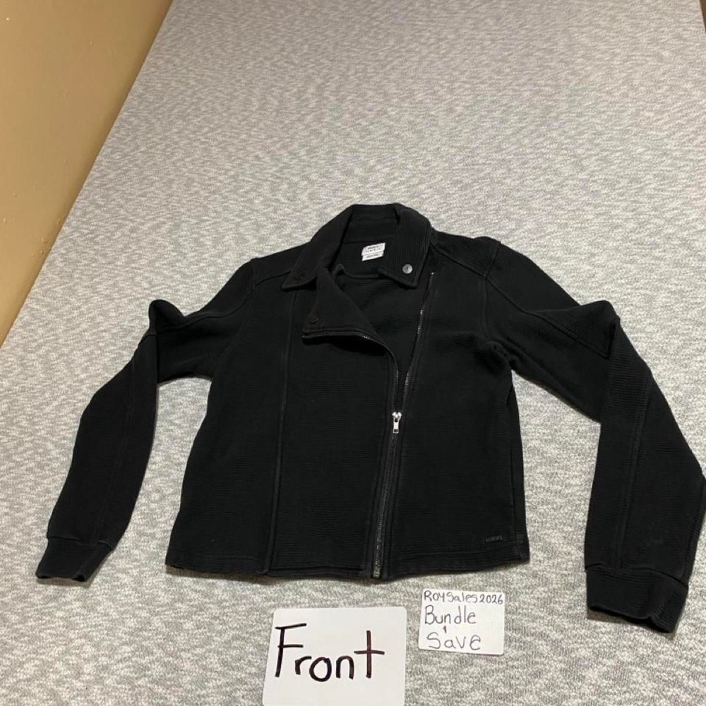 RVCA Black zip-up jacket with ribbed texture women M. SKU-C149